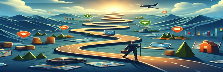 How To Succeed As A New Affiliate Marketer A Beginners Guide featured image 632x1950w man walking on long winding path leading to the sunshine with data symbols and cah dotted along they way make xtra money online