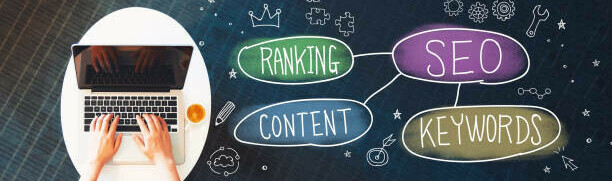 Learn How To Use Instagram To Make Xtra Money Online image 3 topview of laptop with speech bubbles saying ranking seo content and keywords make xtra money online