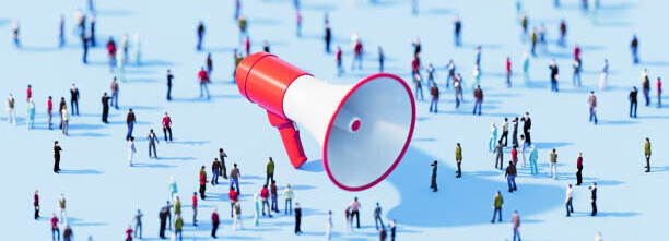 Earn Money Using Facebook Like Your Way To Online Income image 4 megaphone amongst a crowd of people make xtra money online