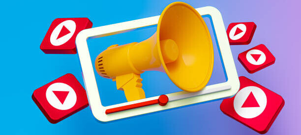 Learn How To Use YouTube To Make Money Online image 3 yellow megaphone coming from computer screen with youtube icons make xtra money online