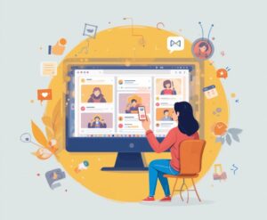 How-To-Build-A-Profitable-Social-Media-Strategy-Step-by-Step-Featured-image-1-illustration-of-a-marketer-analysing-audience-data-on-a-large-screen-showing-charts-MXMO How-To-Build-A-Profitable-Social-Media-Strategy-Step-by-Step-Featured-image-1-illustration-of-a-marketer-analysing-audience-data-on-a-large-screen-showing-charts-MXMO